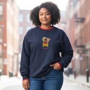 Vintage‎ Longaberger Homestead Navy Sweatshirt Bear Sweater Weather Cozycore XL